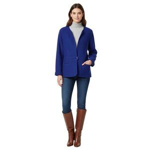 Talbots Vintage 100% Boiled Wool Royal Blue Jacket Size L